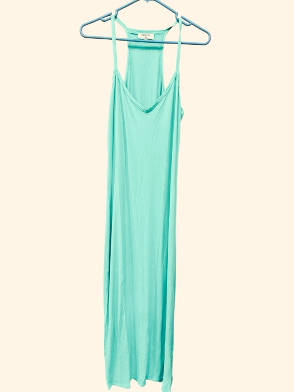 Turquoise Maxi Slip Dress with Racerback - Picture 2 of 4